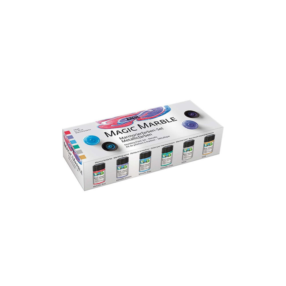 Zestaw farb marmurkowych Magic Marble - Kreul - Metallic, 6 kolorów x 20 ml