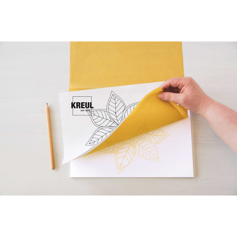 Papier, kalka kopiująca na ciemnych tkaninach - Kreul - żółta, A3, 3 ark.