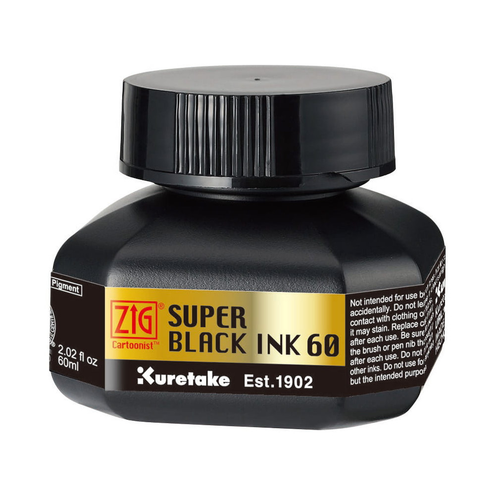 Calligraphy ZIG Cartoonist Super Black ink - Kuretake - black, 60 ml