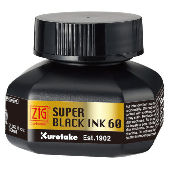 Calligraphy ZIG Cartoonist Super Black ink - Kuretake - black, 60 ml