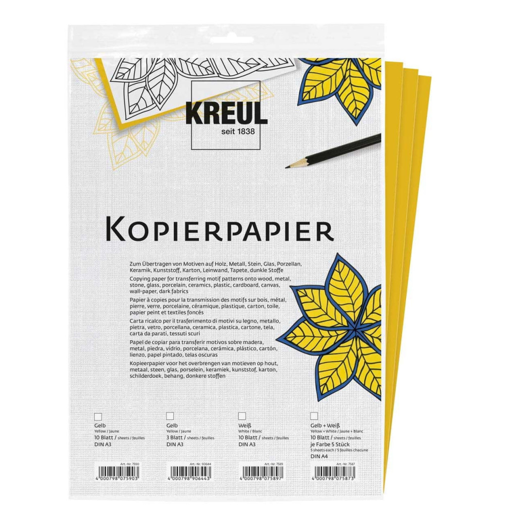 Tracing paper pad for dark fabrics - Kreul - yellow, A3, 3 sheets