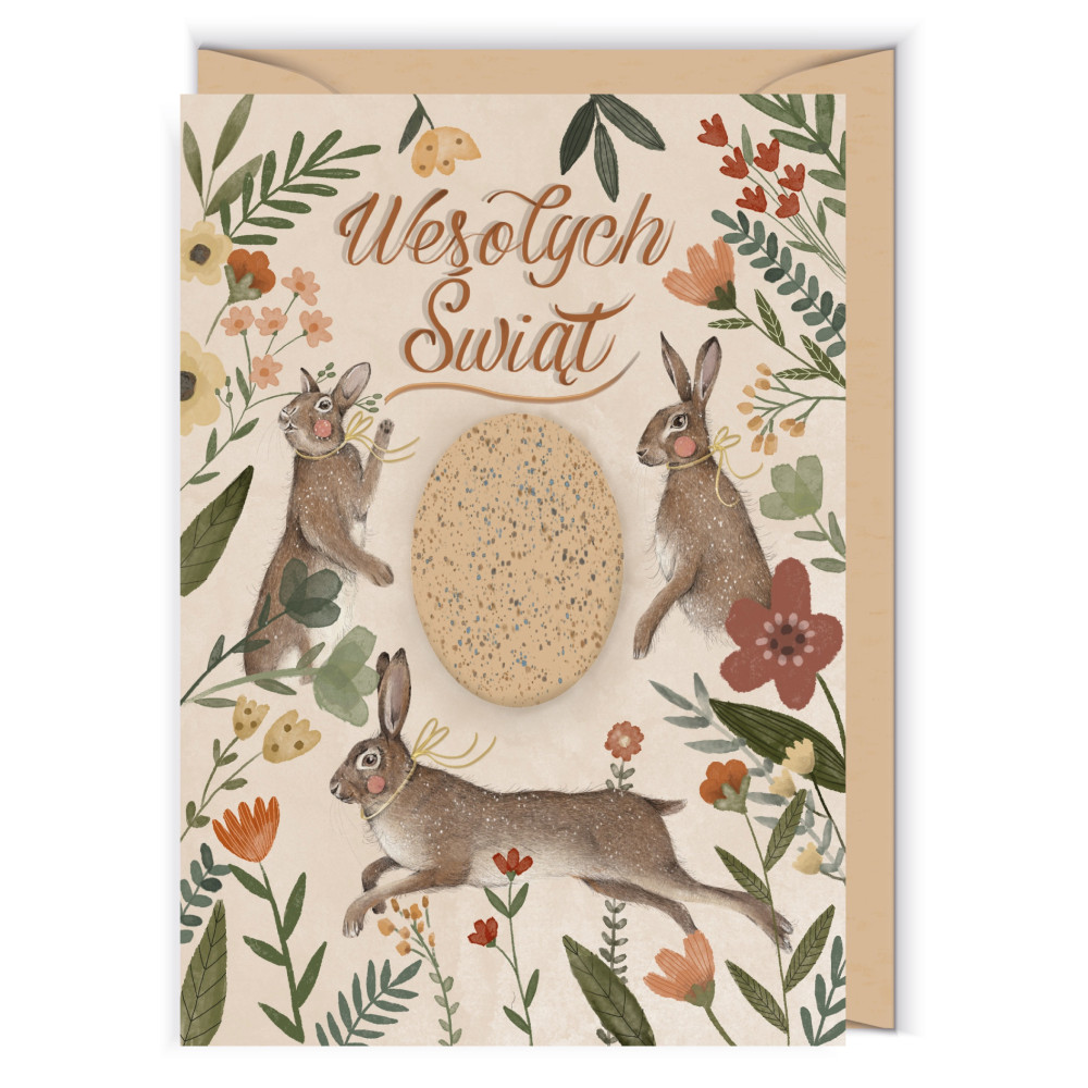 Greeting card - Cudowianki - Wesołe zające, 12 x 17 cm