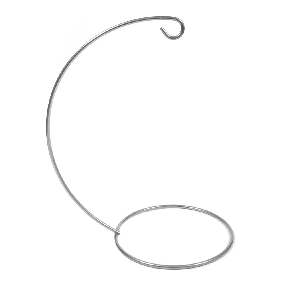Stojak, wieszak metalowy na bombkę - srebrny, 14 cm