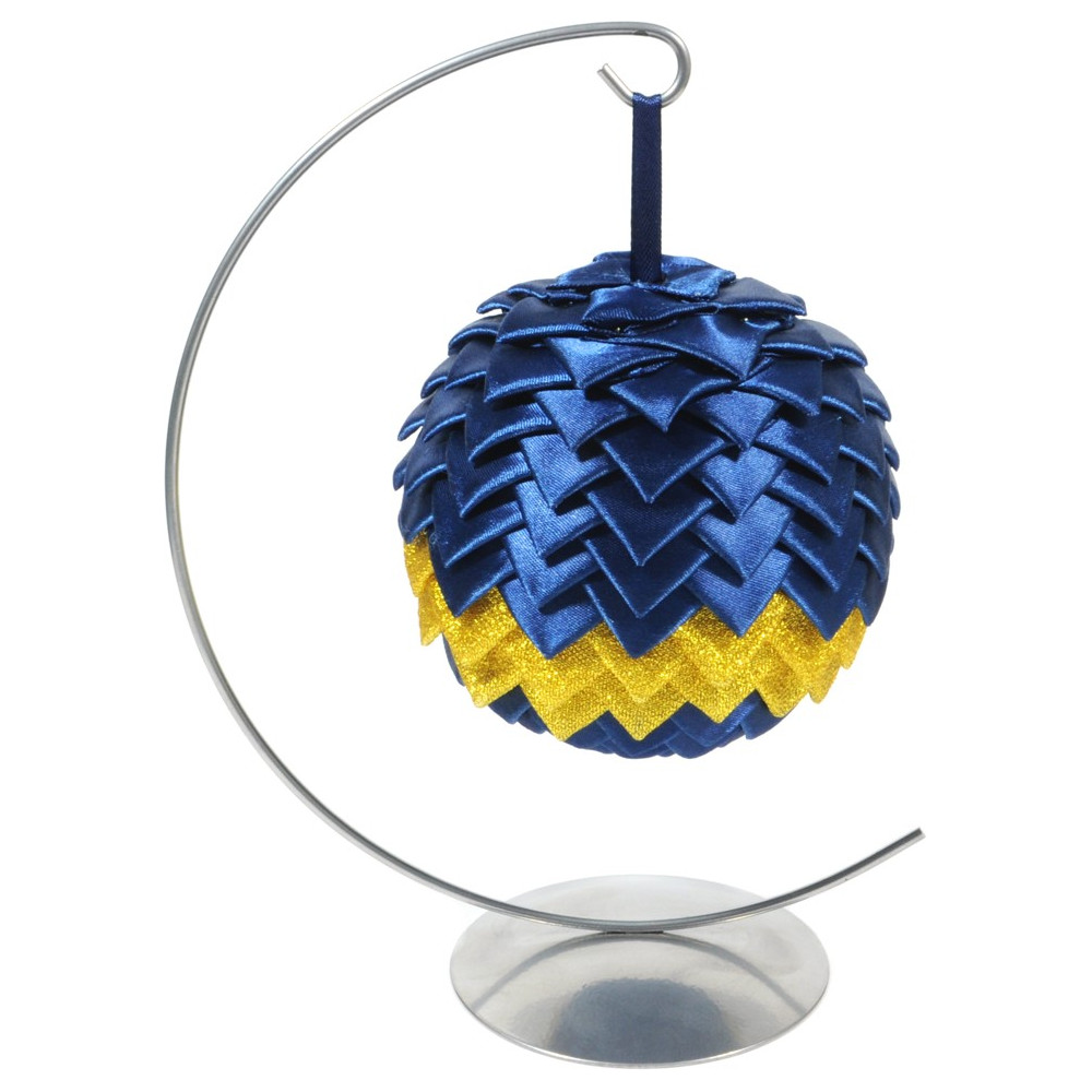 Stojak, wieszak metalowy na bombkę - srebrny, 14 cm