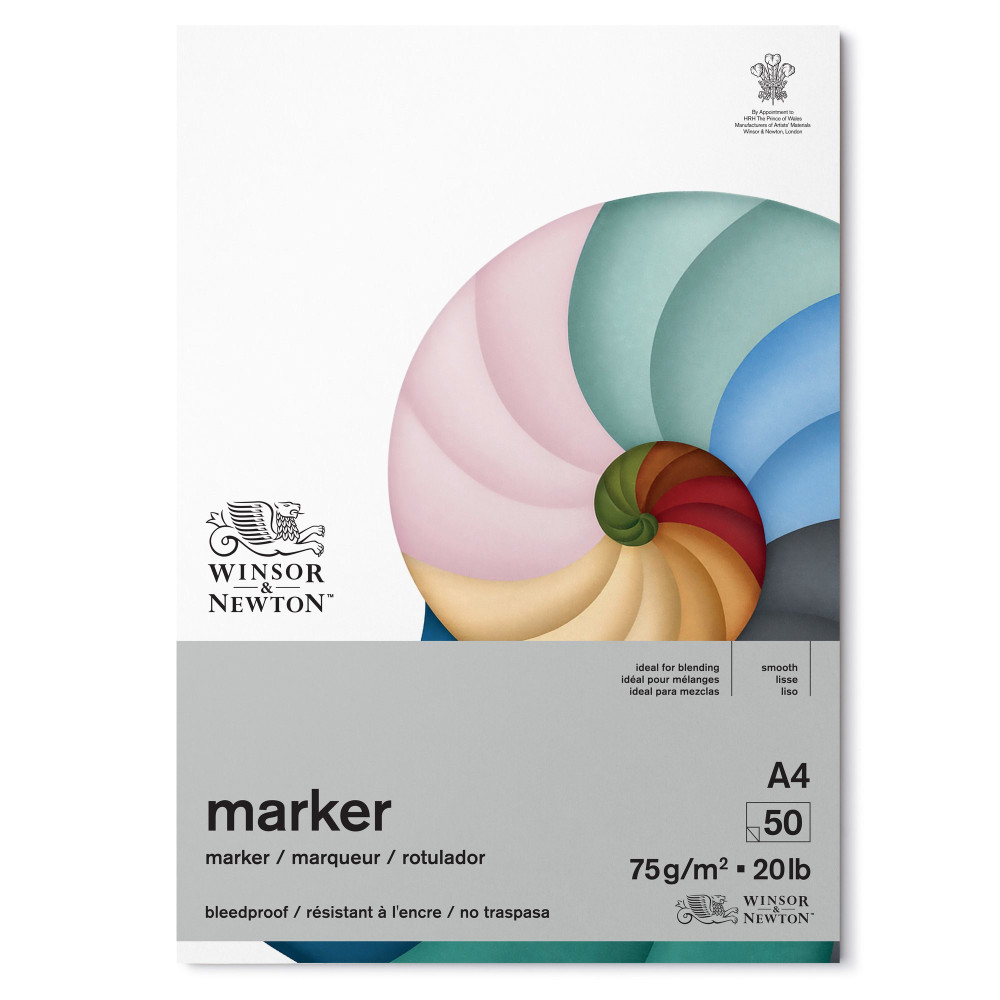 Blok do markerów Bleedproof - Winsor & Newton - A4, 75 g, 50 ark.