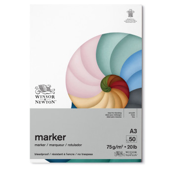 Blok do markerów Bleedproof - Winsor & Newton - A3, 75 g, 50 ark.