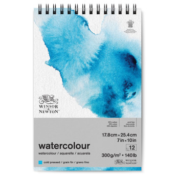Blok do akwareli ze spiralą - Winsor & Newton - cold press, 18 x 25 cm, 300g, 12 ark.