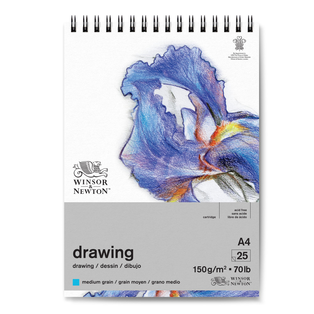 Blok rysunkowy ze spiralą Drawing Pad - Winsor & Newton - medium, A4, 150g, 25 ark.