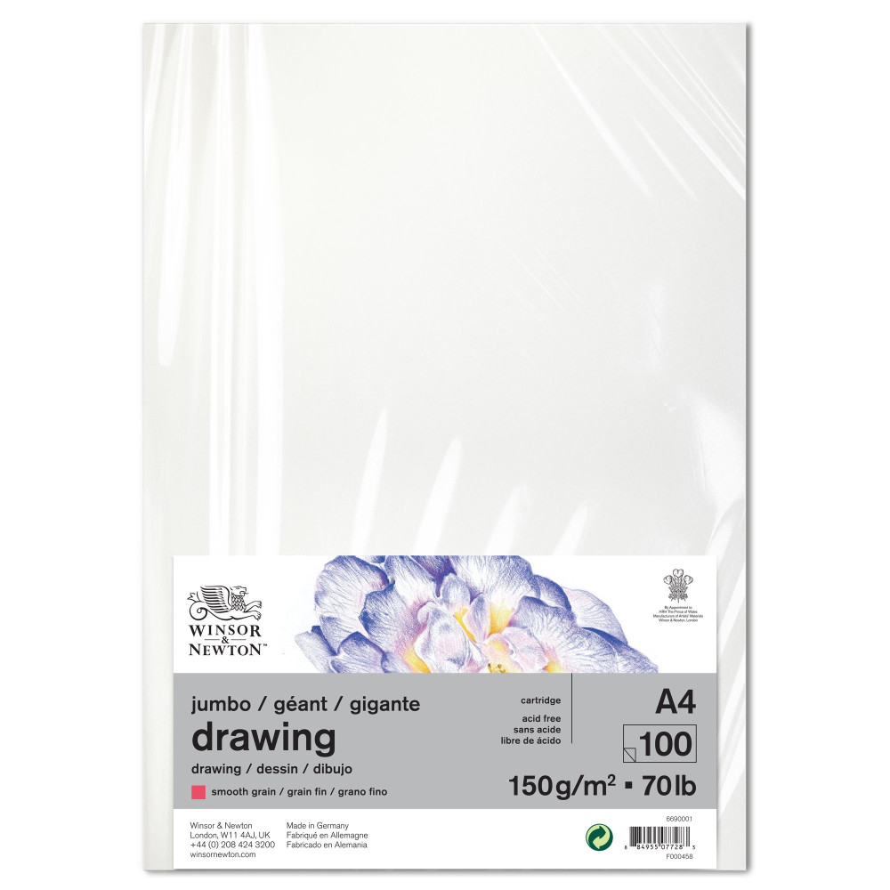 Papier kreślarski Drawing Jumbo - Winsor & Newton - smooth, A4, 150g, 100 ark.