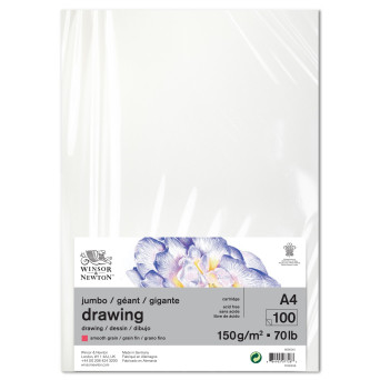 Papier kreślarski Drawing Jumbo - Winsor & Newton - smooth, A4, 150g, 100 ark.