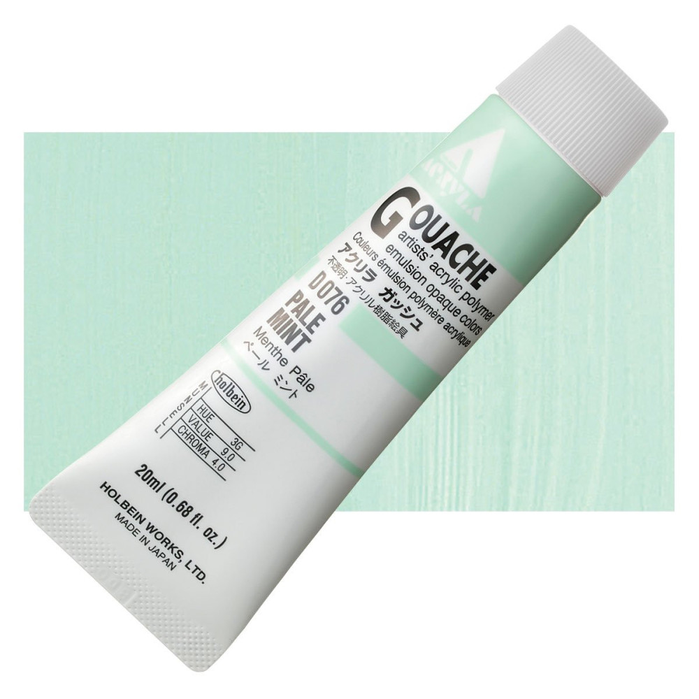 Farba gwasz Acryla Gouache - Holbein - Pale Mint, 20 ml