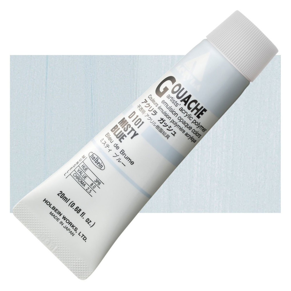 Acryla Gouache paint - Holbein - Misty Blue, 20 ml