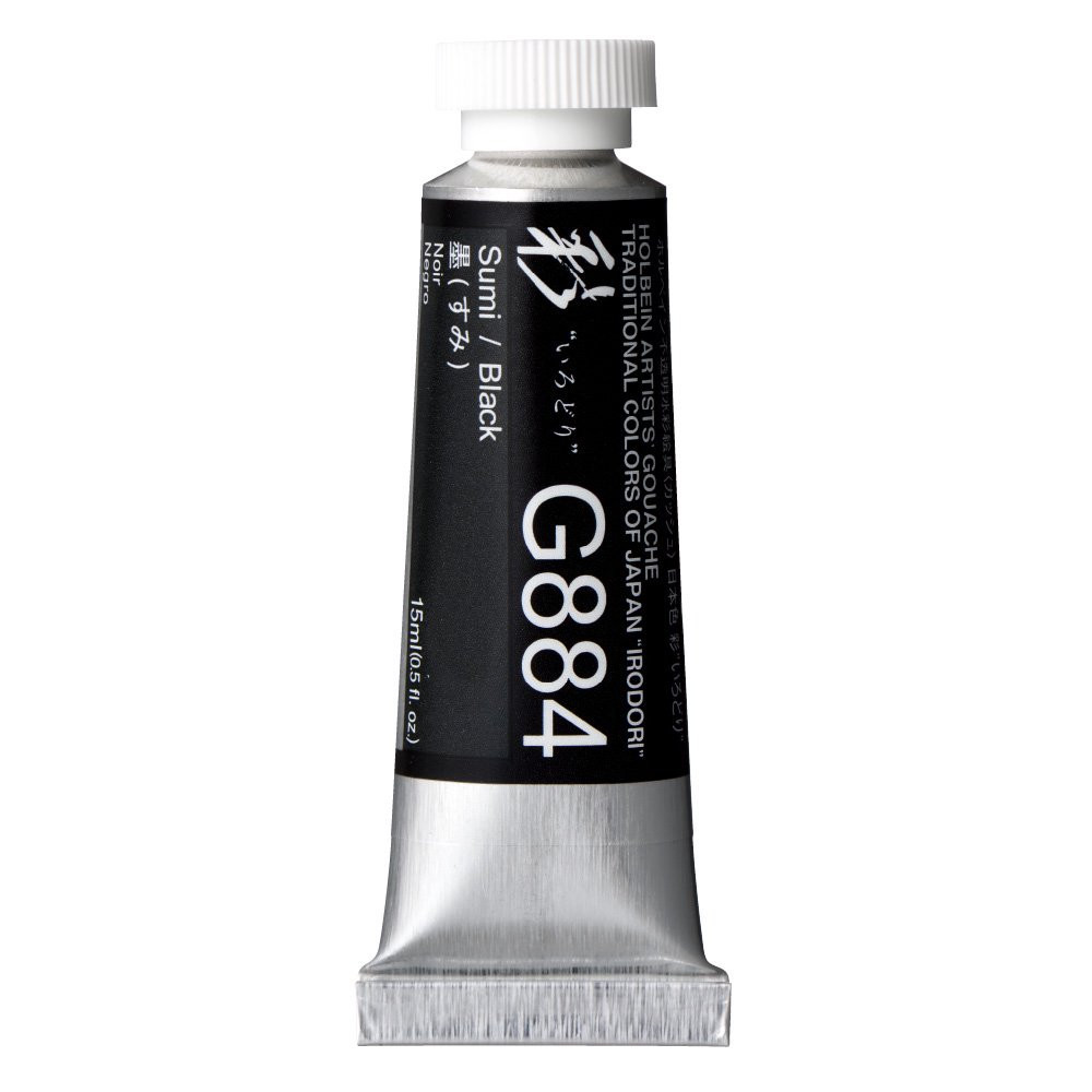 Gwasz Artists’ Gouache Irodori - Holbein - Black, 15 ml