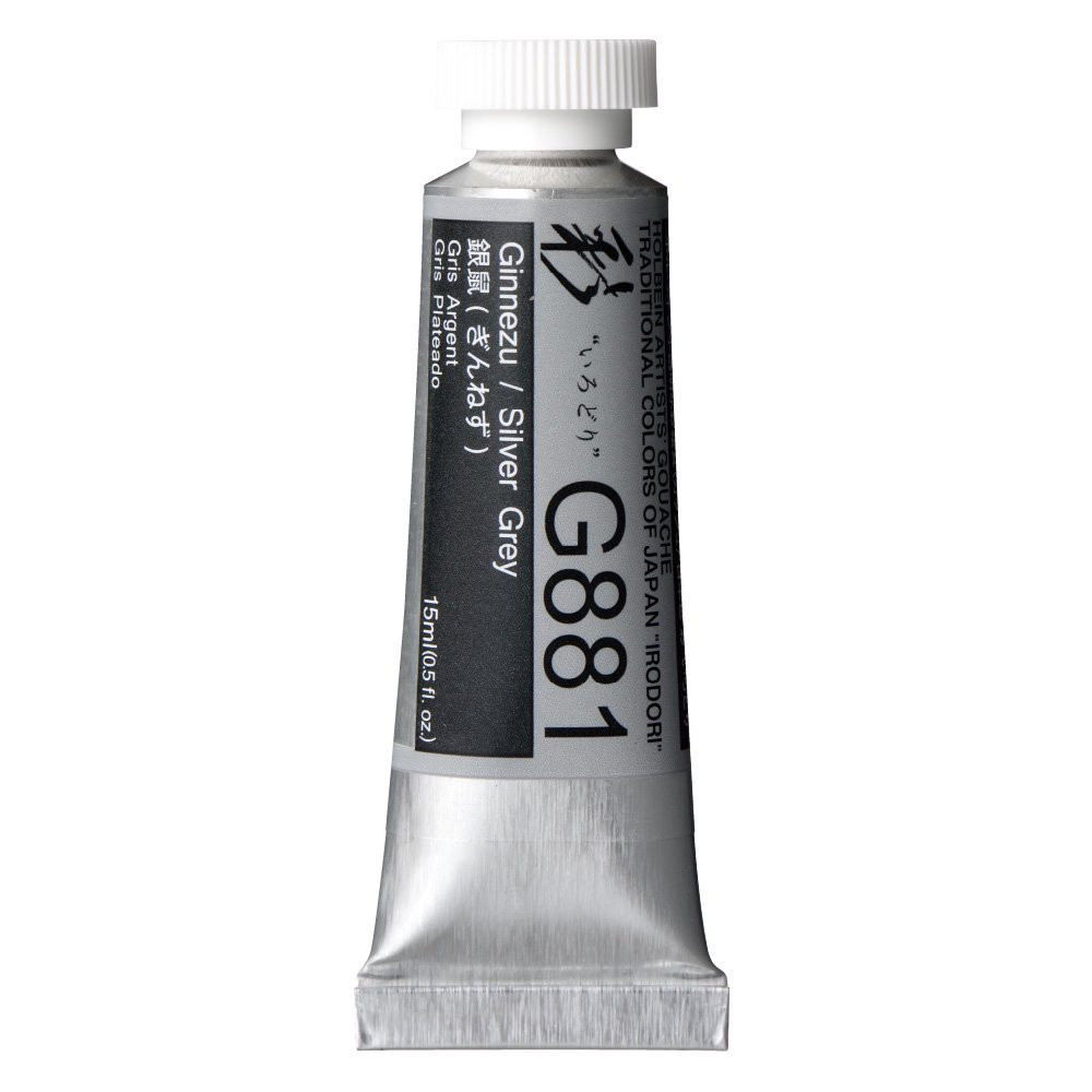 Gwasz Artists’ Gouache Irodori - Holbein - Silver Grey, 15 ml