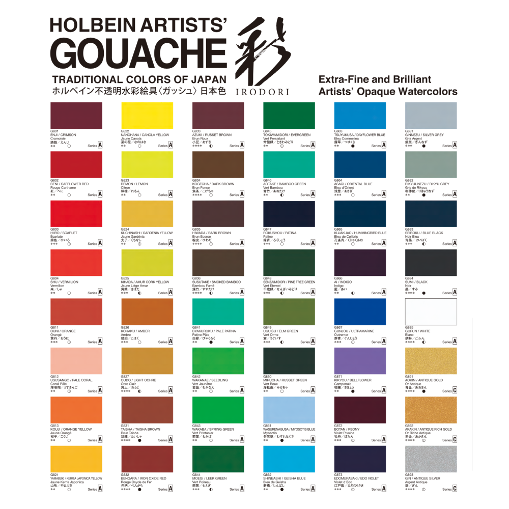 Gwasz Artists’ Gouache Irodori - Holbein - Evergreen, 15 ml