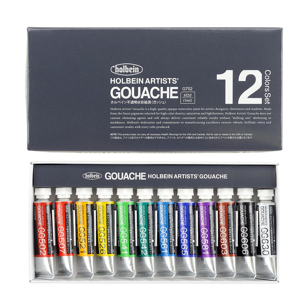 Artists' Gouache paints set - Holbein - 12 colors x 5 ml