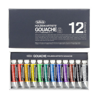 Artists' Gouache paints set - Holbein - 12 colors x 5 ml