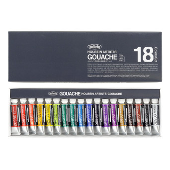 Zestaw gwaszy Artists’ Gouache - Holbein - 18 kolorów x 5 ml