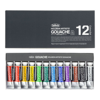 Artists' Gouache paints set - Holbein - 12 colors x 15 ml