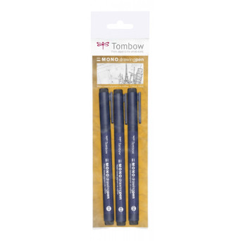 Zestaw cienkopisów Mono Drawing Pen - Tombow - czarne, 3 szt.
