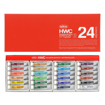 Artists' Watercolor paints set - Holbein - 24 colors x 5 ml