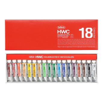 Artists' Watercolor paints set - Holbein - 18 colors x 5 ml