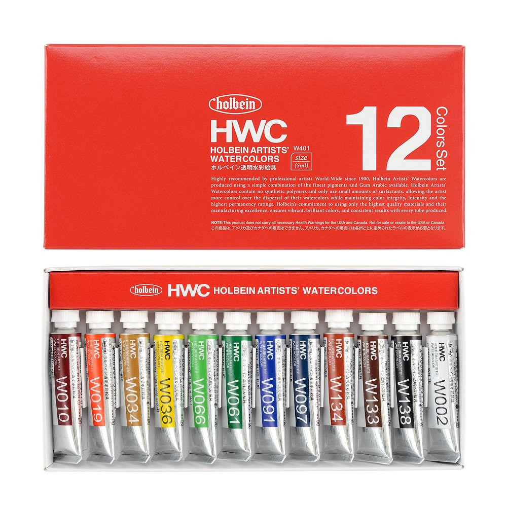 Zestaw farb akwarelowych Artists’  Watercolor - Holbein - 12 kolorów x 5 ml