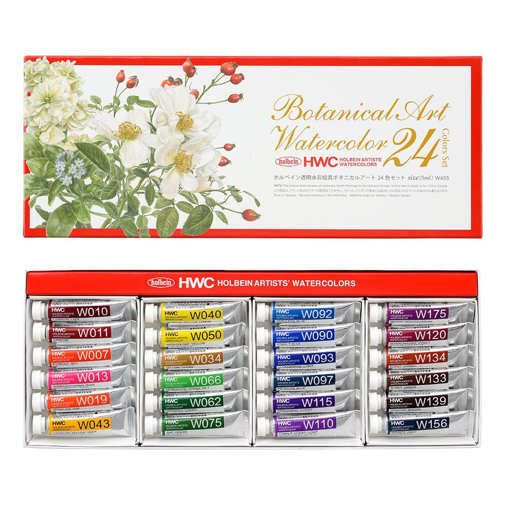 Zestaw farb akwarelowych Artists’  Watercolor - Holbein - Botanical,  24 kolory x 5 ml