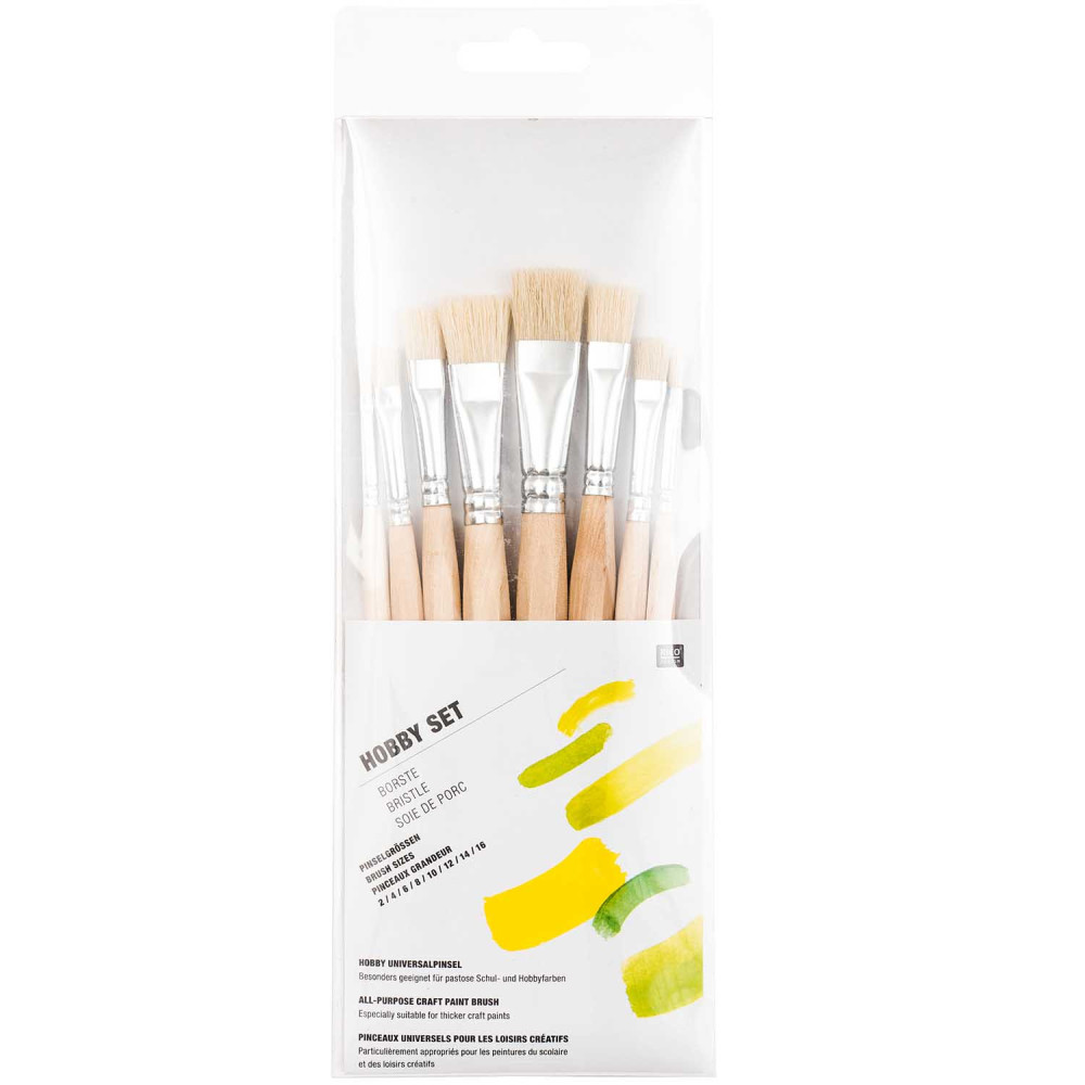 Set of Hobby brushes - Rico Design - flat, 8 pcs.