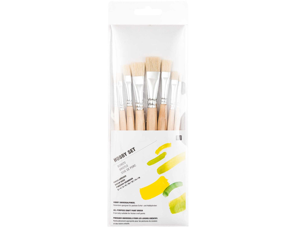 Zestaw pędzli Hobby Set - Rico Design - płaskie, 8 szt.