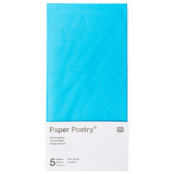Bibuła gładka do pakowania prezentów - Paper Poetry - niebieska, 5 szt.