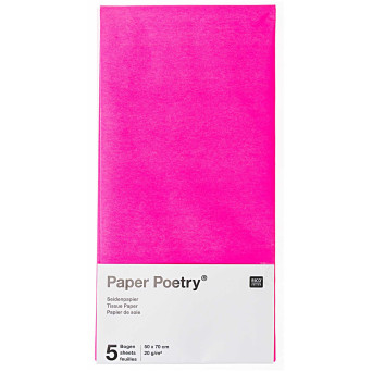 Bibuła gładka do pakowania prezentów - Paper Poetry - fuksja, 5 szt.