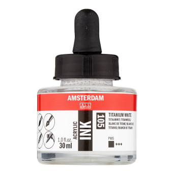 Tusz akrylowy - Amsterdam - Titanium White, 30 ml