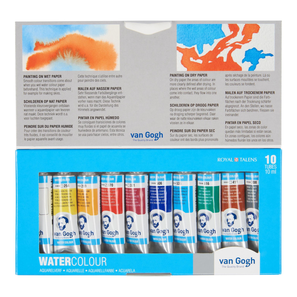 Set of watercolor paints in tubes - Van Gogh - 10 colors x 10 ml