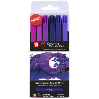 Set of Koi Coloring Brush Pen - Sakura - Galaxy, 6 pcs