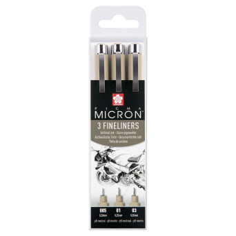 Set of Pigma Micron Fineliners - Sakura - black, 3 pcs