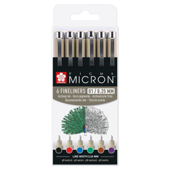 Set of Pigma Micron Fineliners 01 - Sakura - 0,25 mm, 6 pcs