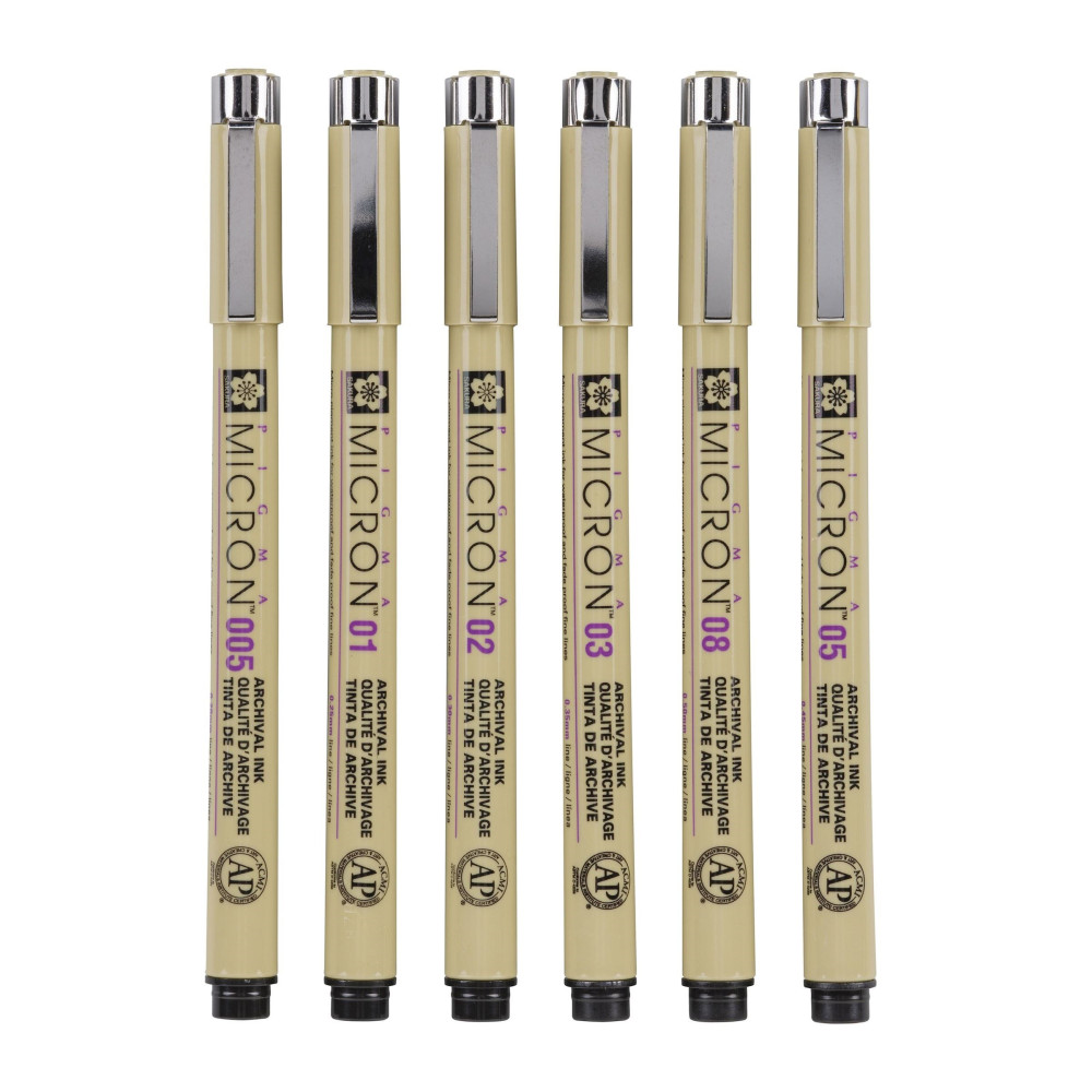 Set of Pigma Micron Fineliners 01 - Sakura - 0,25 mm, 6 pcs