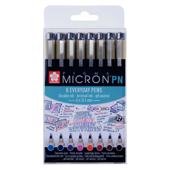 Set of Pigma Micron PN Fineliners  - Sakura - 0,5 mm, 8 pcs