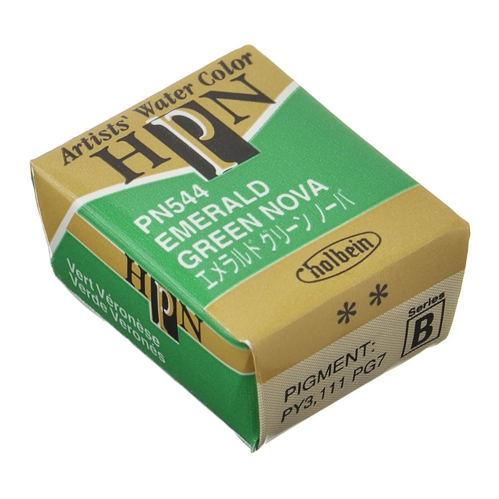 Artists' Watercolor paint - Holbein - Emerald Green Nova, half-pan