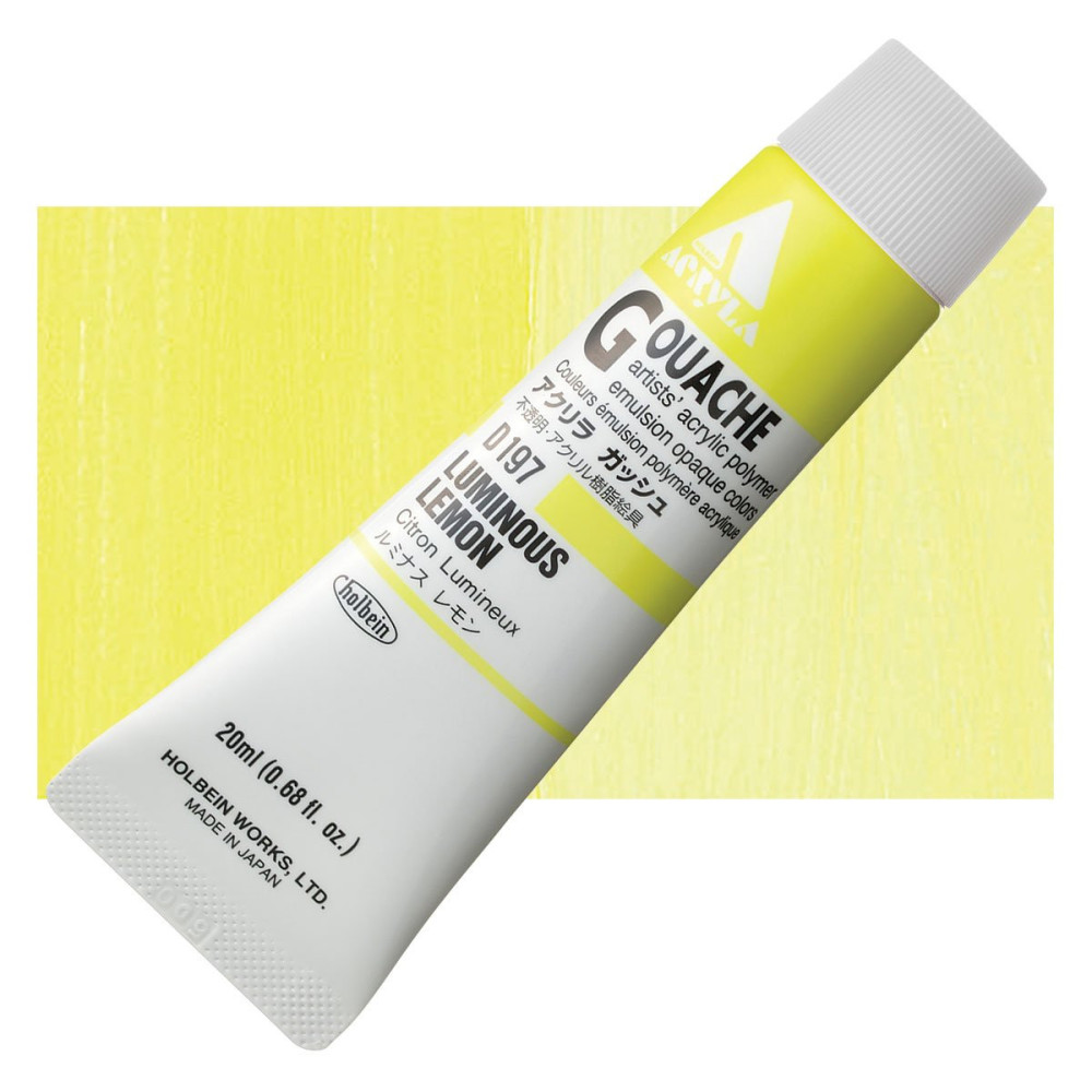 Farba gwasz Acryla Gouache - Holbein - Luminous Lemon, 20 ml