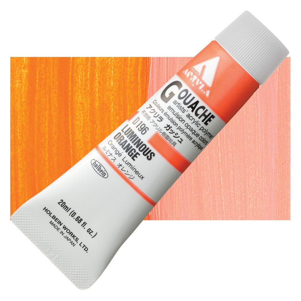 Acryla Gouache paint - Holbein - Luminous Orange, 20 ml