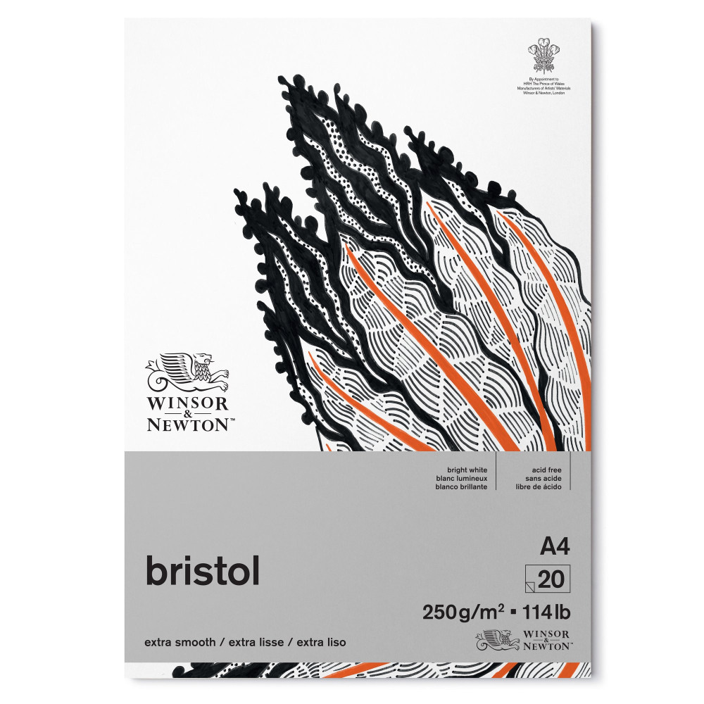 Blok do markerów i tuszu Bristol - Winsor & Newton - bardzo gładki, A4, 250g, 20 ark.