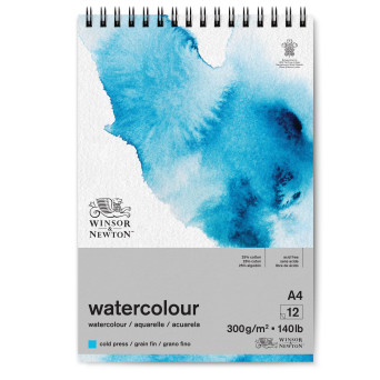 Blok do akwareli ze spiralą - Winsor & Newton - cold press, A4, 300g, 12 ark.