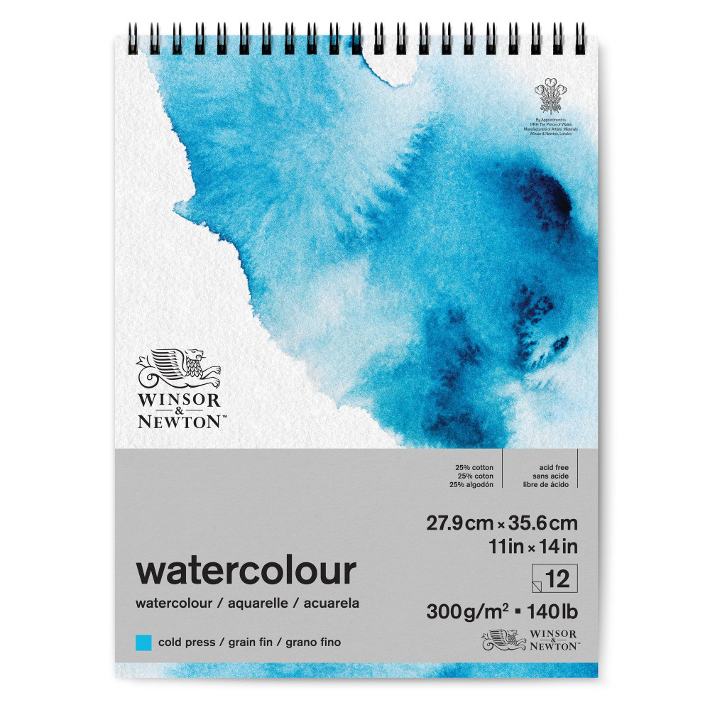 Watercolor spiral paper pad - Winsor & Newton - cold press, 28 x 36 cm, 300g, 12 sheets