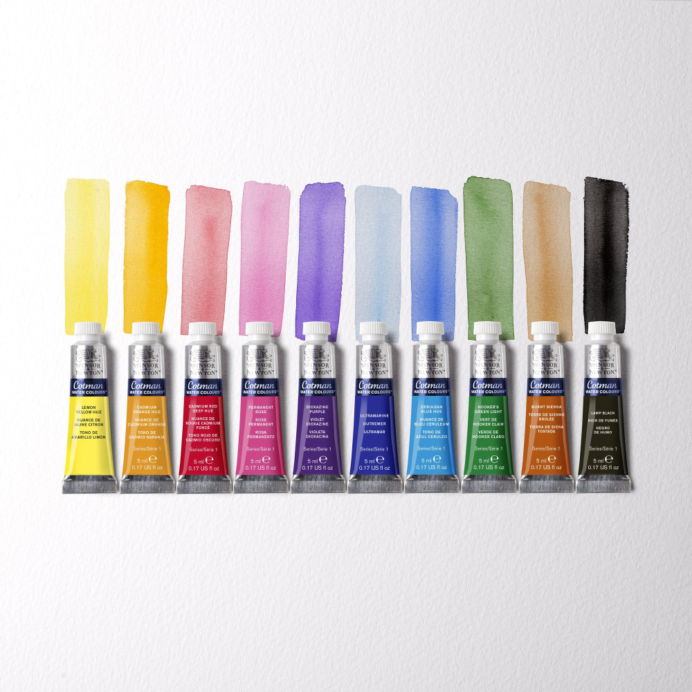 Set of Cotman Watercolor paints - Winsor & Newton - 10 colors x 5 ml