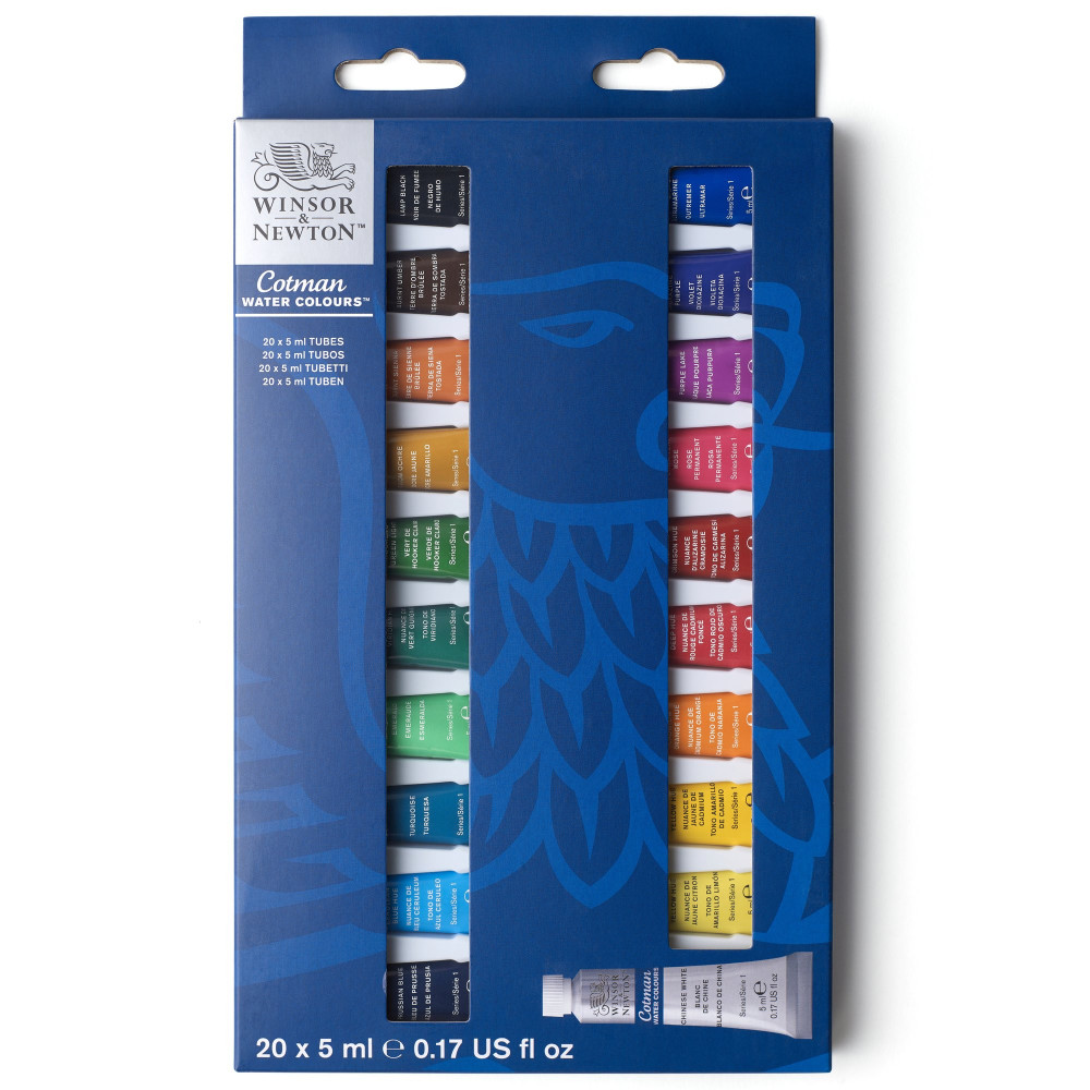 Set of Cotman Watercolor paints - Winsor & Newton - 20 colors x 5 ml