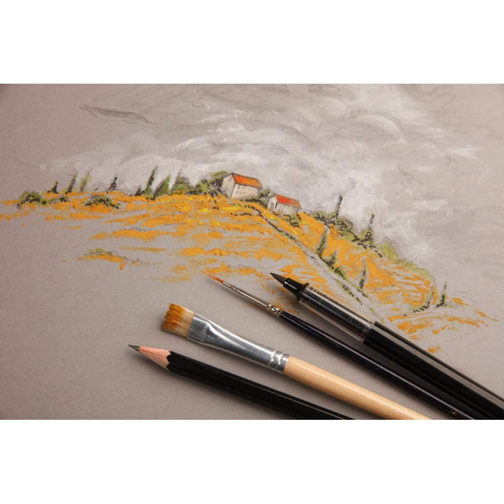 Blok uniwersalny Paint'On Mixed Media - Clairefontaine - szary, A4, 250g, 30 ark.