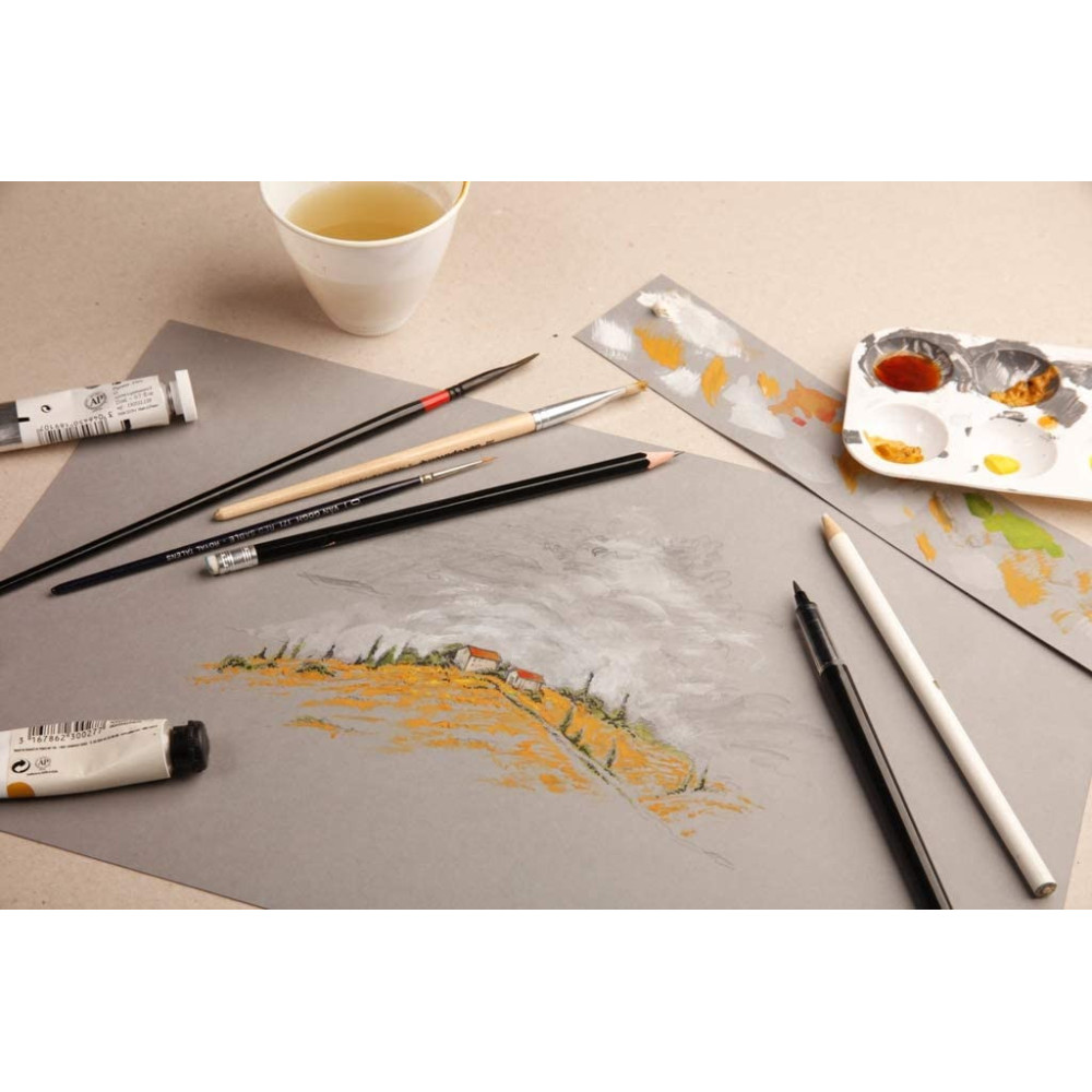 Blok uniwersalny Paint'On Mixed Media - Clairefontaine - szary, A4, 250g, 30 ark.