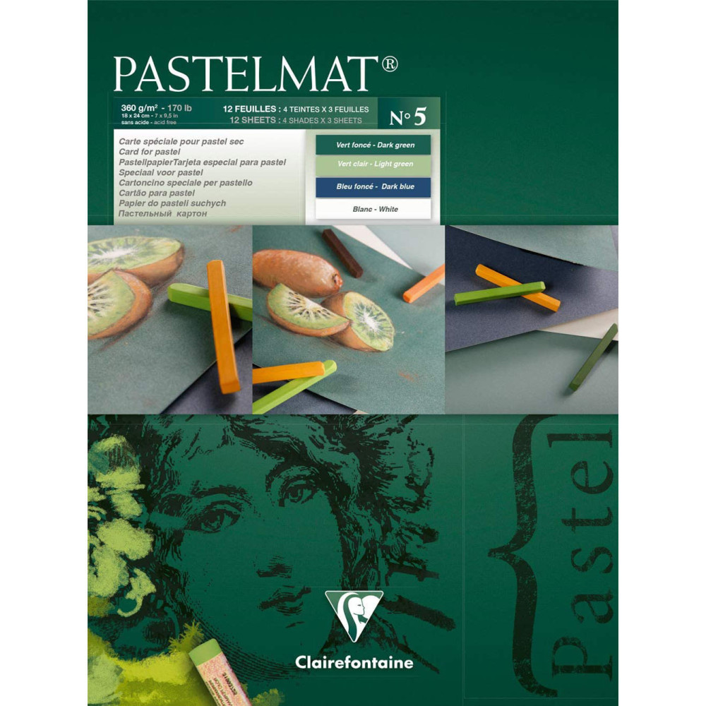 Pastelmat paper pad - Clairefontaine - no. 5, 18 x 24 cm, 300g, 12 sheets